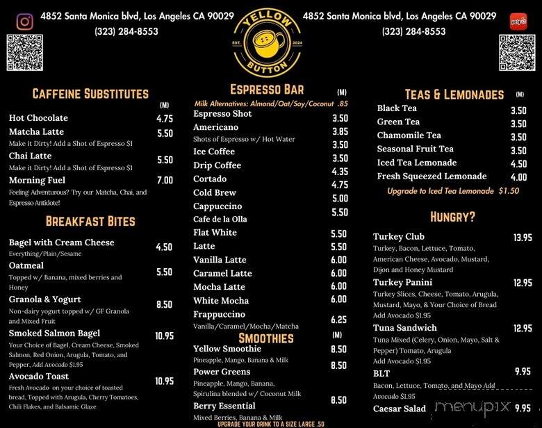 Yellow Button Cafe - Los Angeles, CA menu_pic