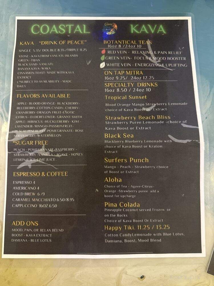 Coastal Kava - West Palm Beach, FL menu_pic
