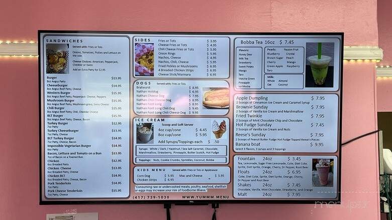 Yummm - Kimberling City, MO menu_pic