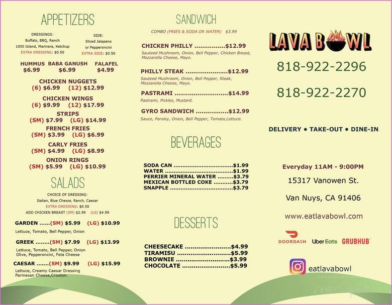 Lava Bowl - Van Nuys, CA menu_pic