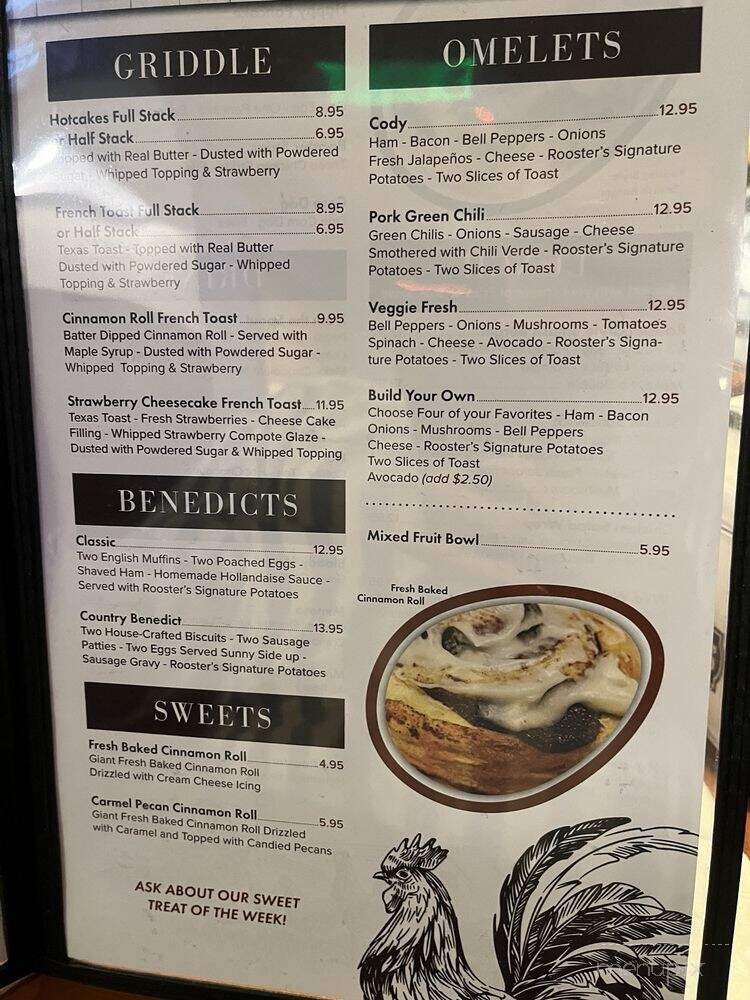 Rooster's Cafe - Cody, WY menu_pic