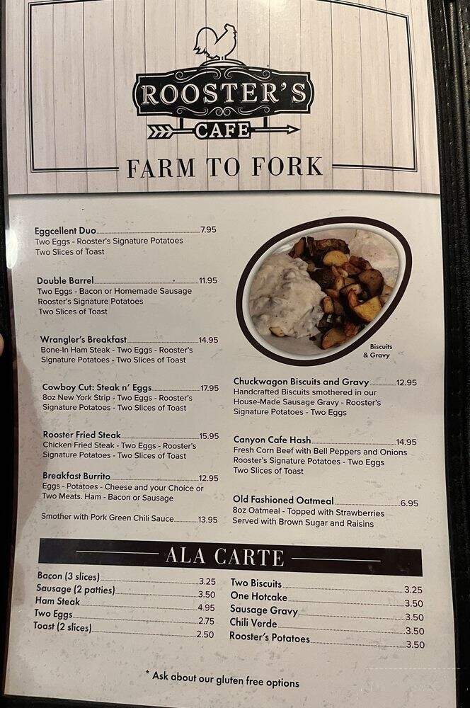 Rooster's Cafe - Cody, WY menu_pic