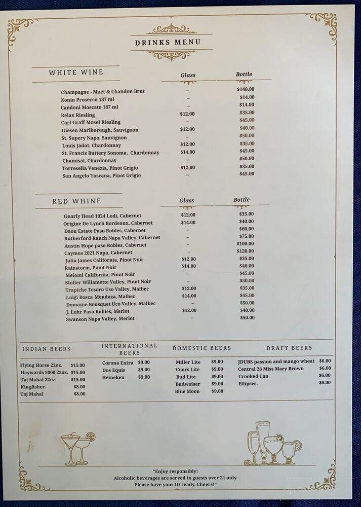 Tamara Modern Indian Cuisine - Orlando, FL menu_pic