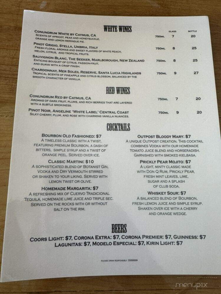 Beaver Creek Restaurant - Lake Montezuma, AZ menu_pic