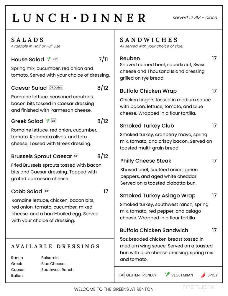 The Greens Bistro - Simcoe, ON menu_pic