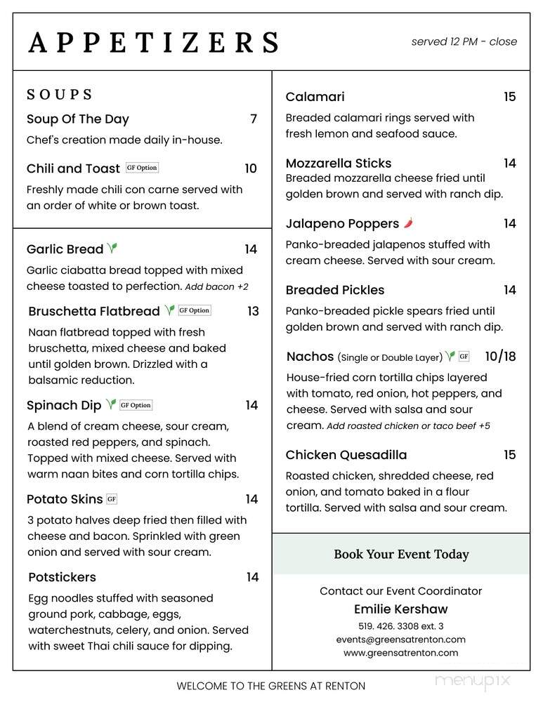 The Greens Bistro - Simcoe, ON menu_pic