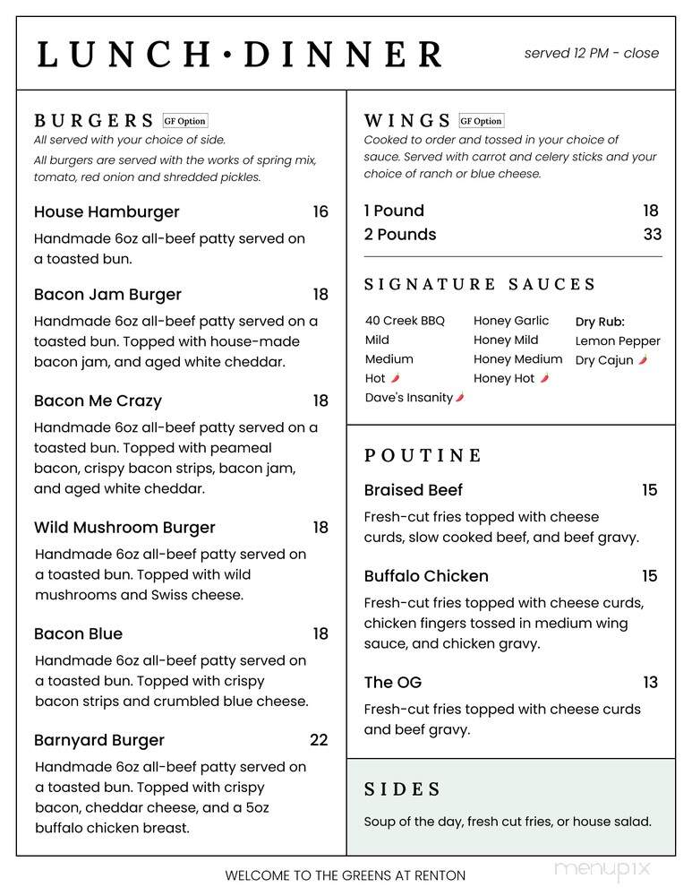 The Greens Bistro - Simcoe, ON menu_pic