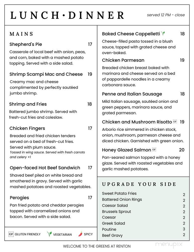 The Greens Bistro - Simcoe, ON menu_pic