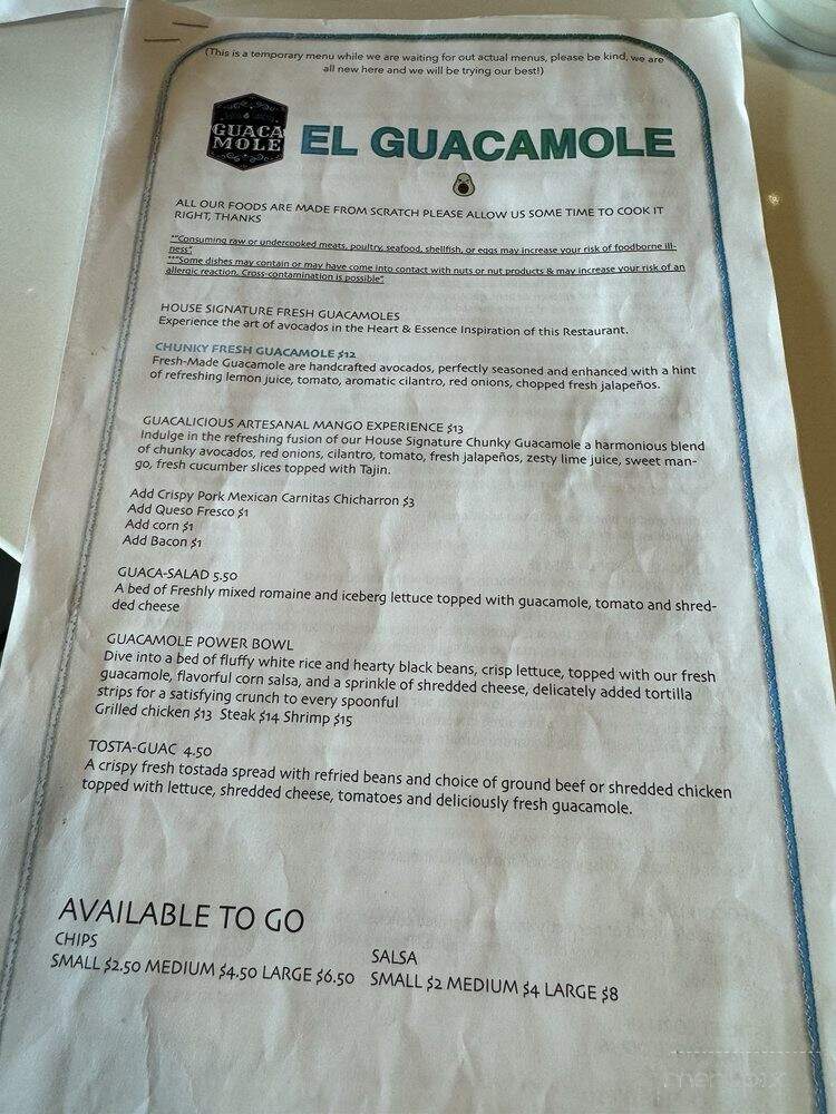 E Guacamole Patio & Cantina - Waukee, IA menu_pic