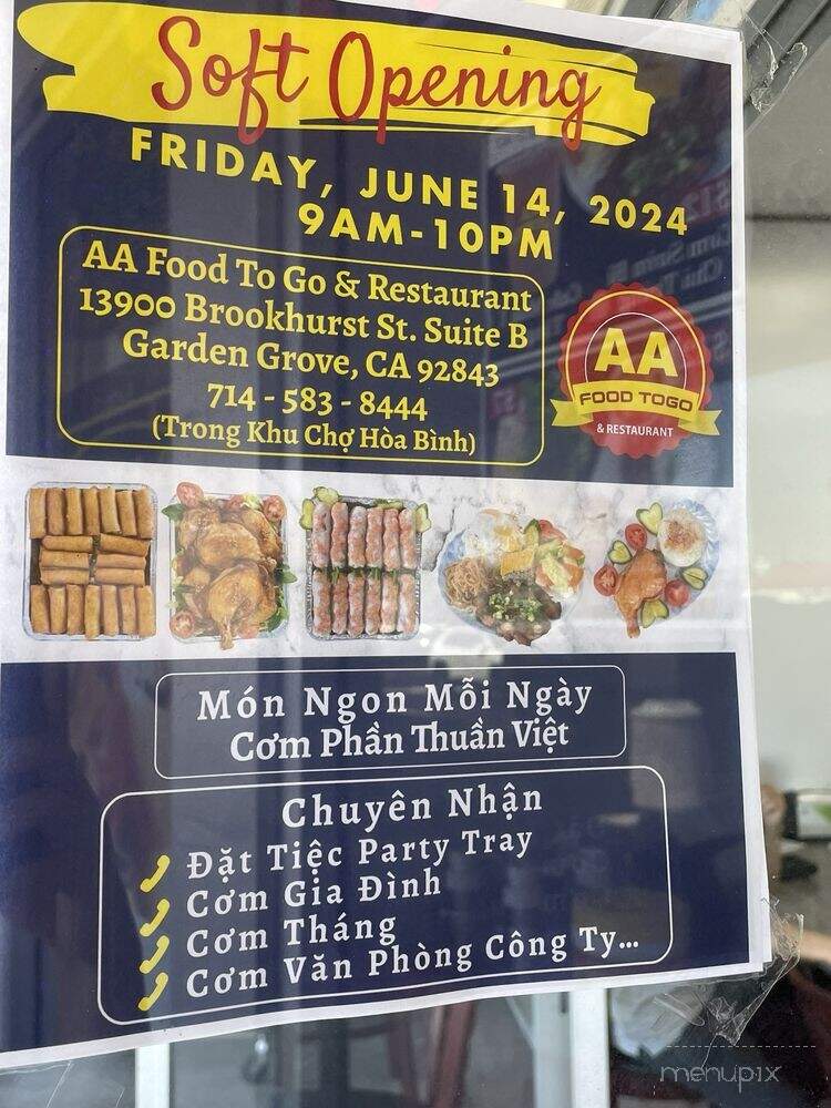 AA Food To Go & Restaurant - Garden Grove, CA menu_pic
