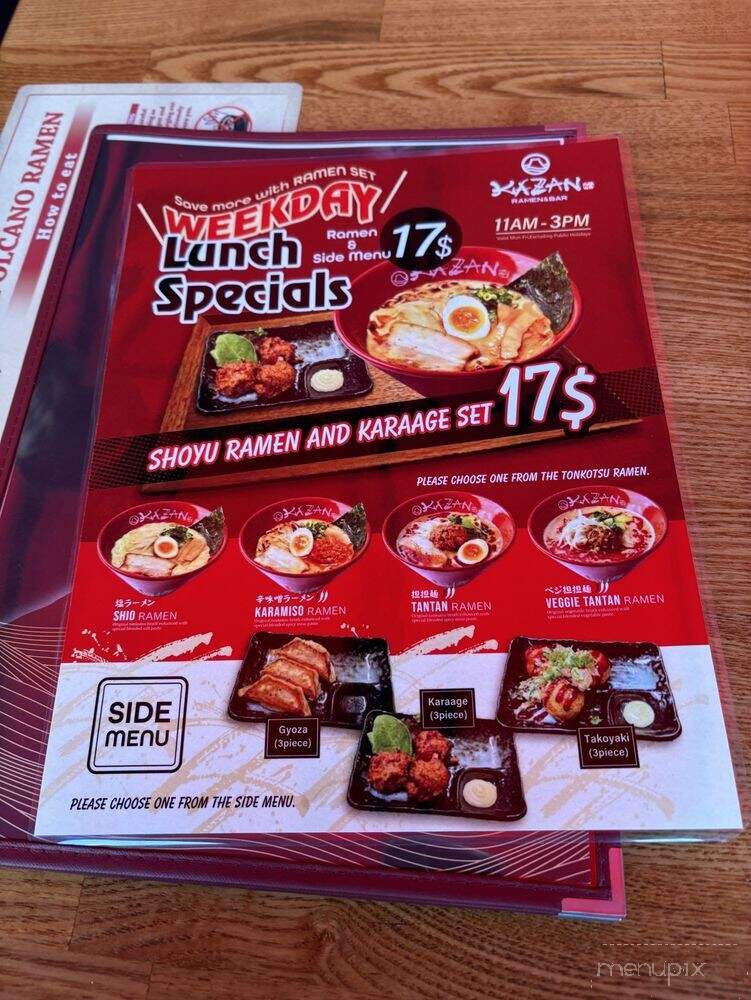Kazan Ramen - Los Angeles, CA menu_pic
