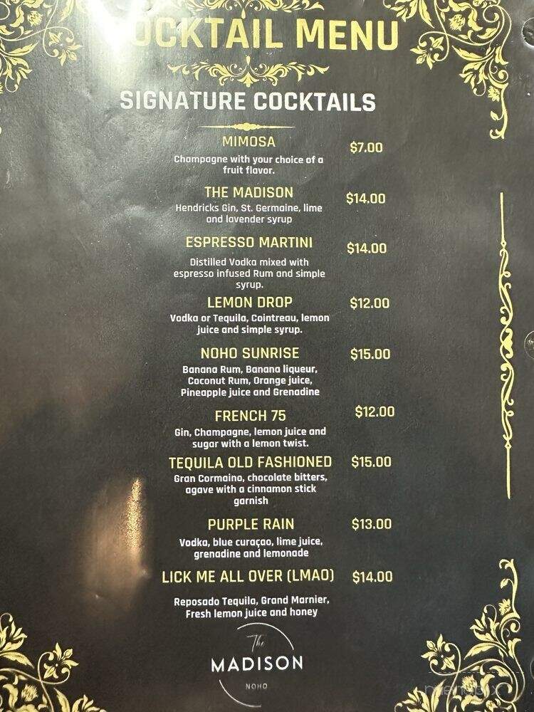 The Madison Noho - Tampa, FL menu_pic