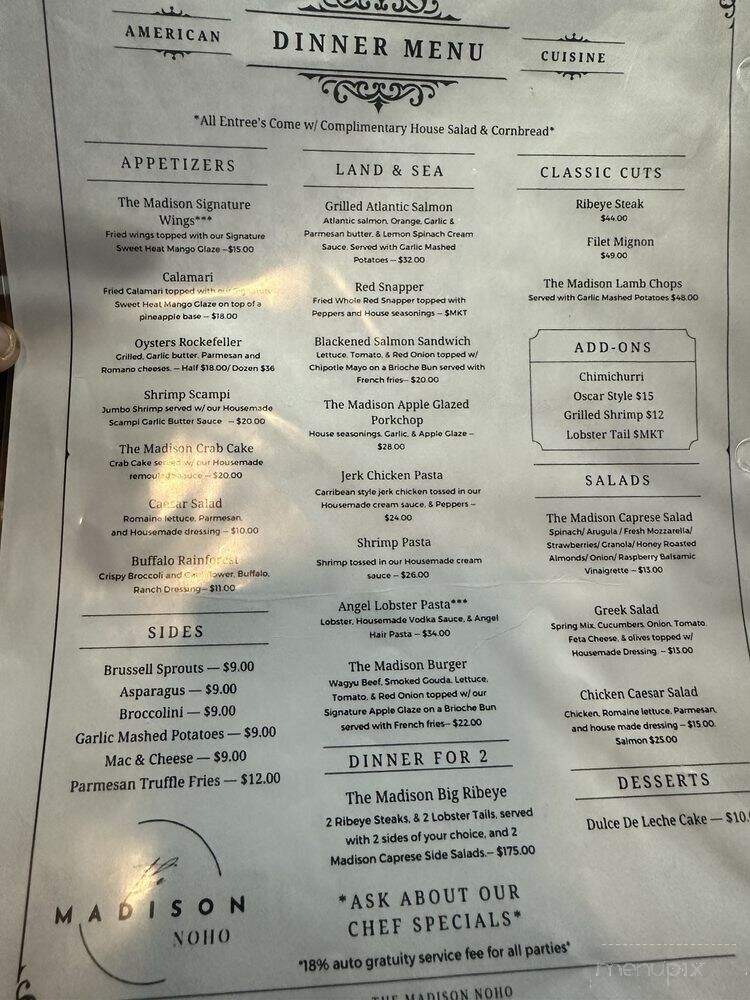 The Madison Noho - Tampa, FL menu_pic
