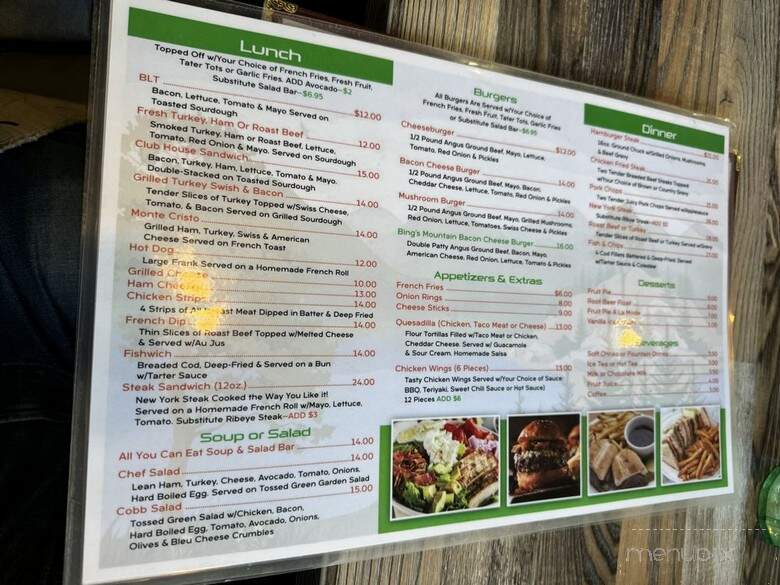 Bing's Lake Almanor Bistro - Chester, CA menu_pic