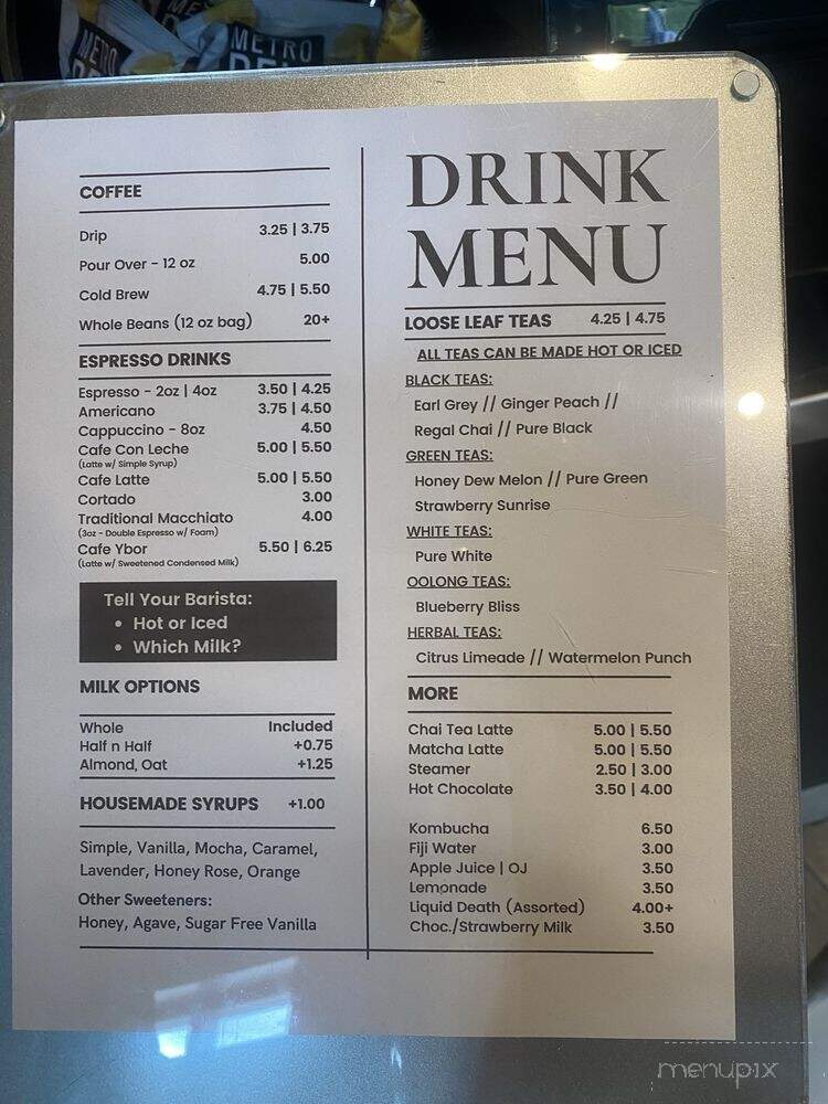 Ybor City Coffee and Tea - Tampa, FL menu_pic