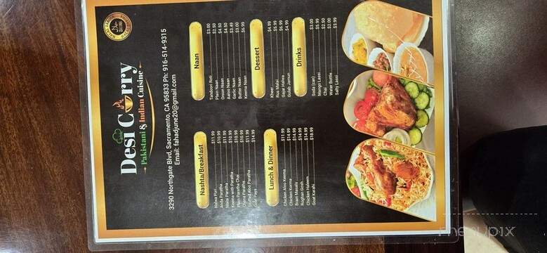 Desi Curry - Sacramento, CA menu_pic