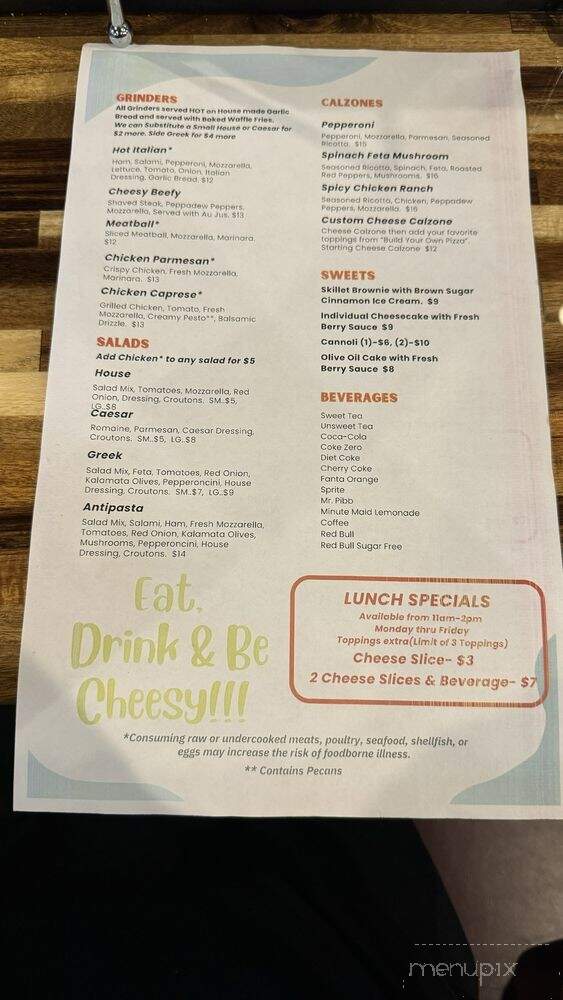 Cheesy Pint Pizzeria - Columbia, SC menu_pic