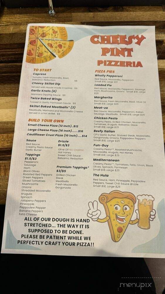 Cheesy Pint Pizzeria - Columbia, SC menu_pic