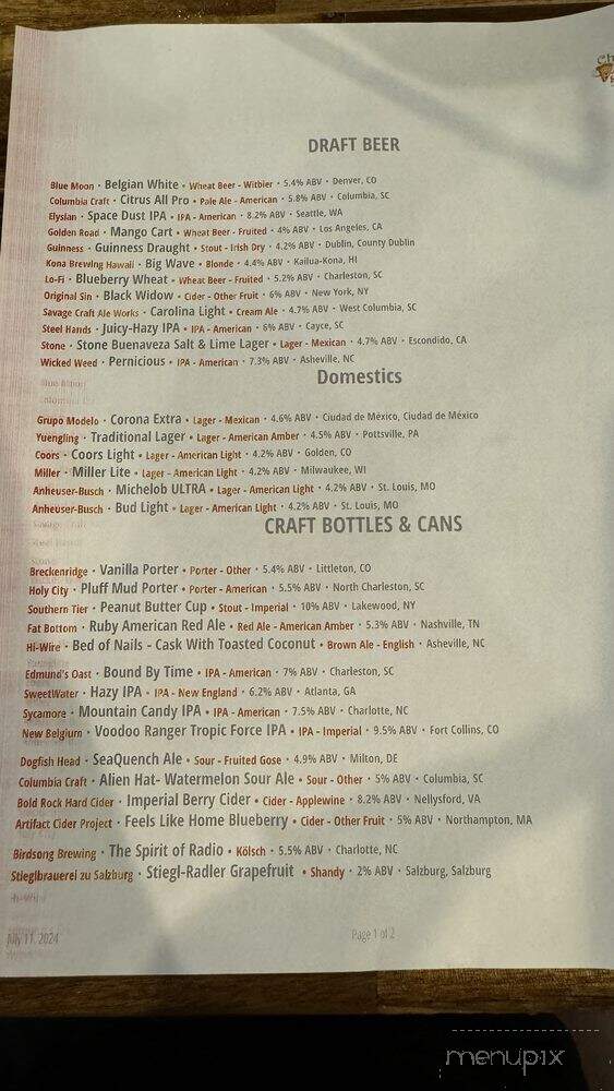 Cheesy Pint Pizzeria - Columbia, SC menu_pic