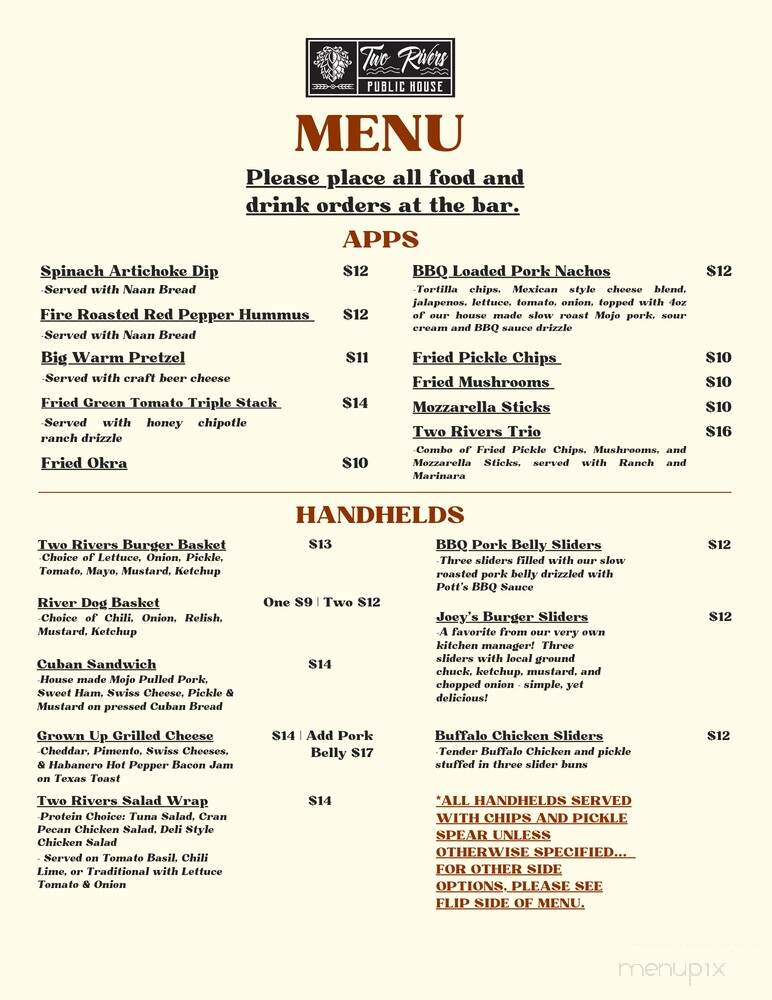 Two Rivers Public House - Seneca, SC menu_pic