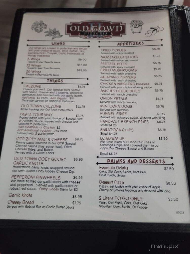 Old Town Pizza II - Greenfield, OH menu_pic