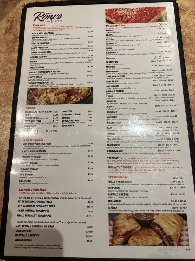 Tony Roni's Tap House - Maple Shade, NJ menu_pic