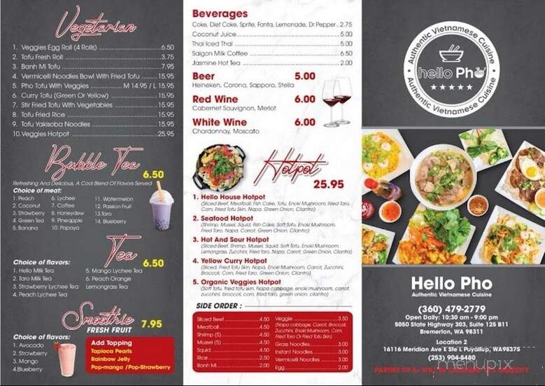 Hello Pho - Bremerton, WA menu_pic