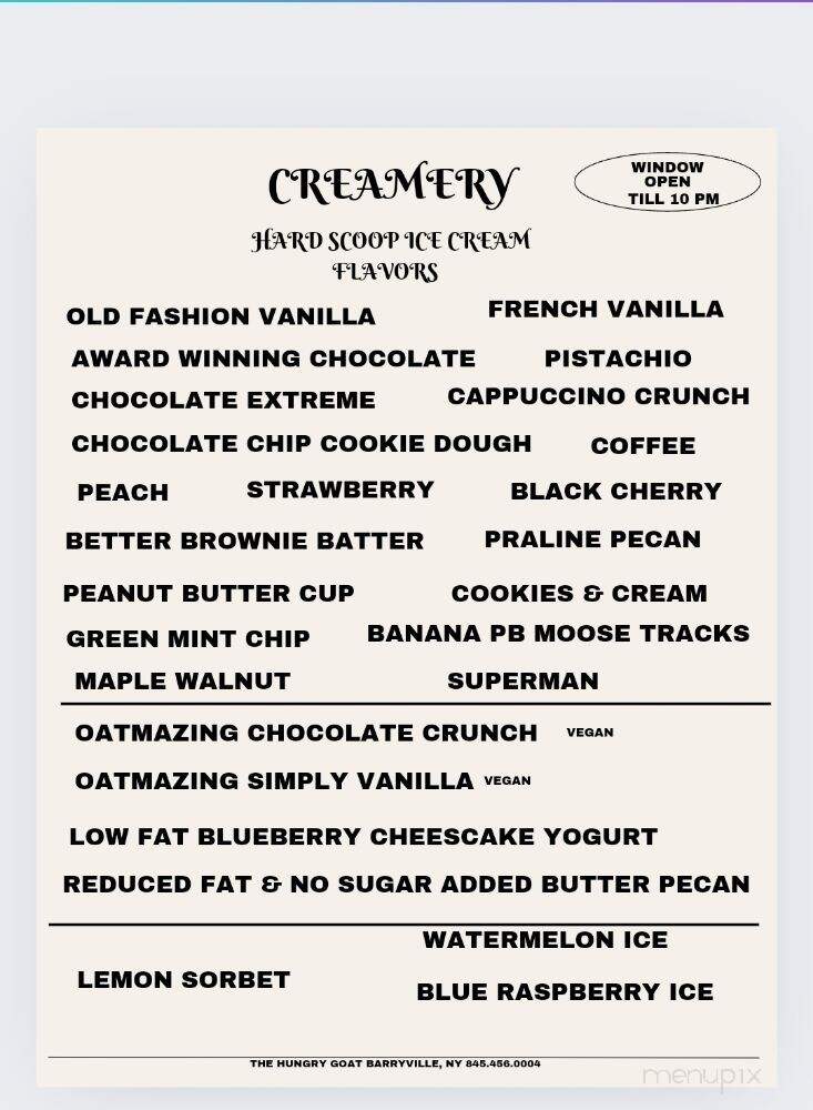 The Hungry Goat Cafe and Creamery - Barryville, NY menu_pic