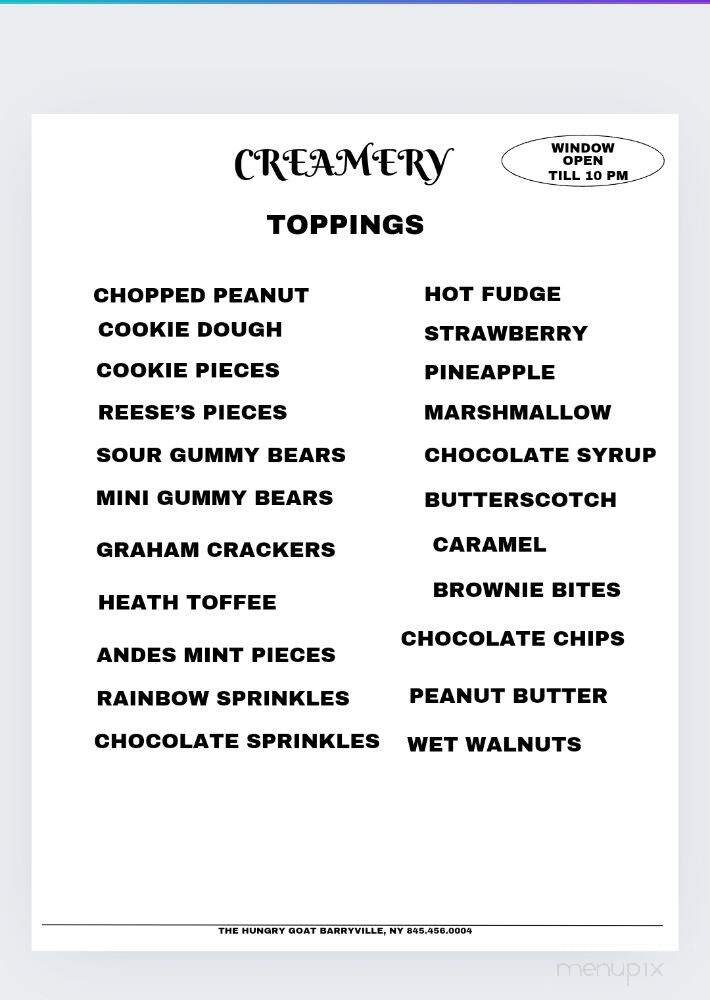 The Hungry Goat Cafe and Creamery - Barryville, NY menu_pic