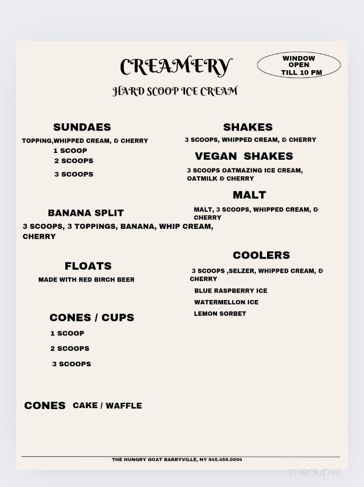 The Hungry Goat Cafe and Creamery - Barryville, NY menu_pic
