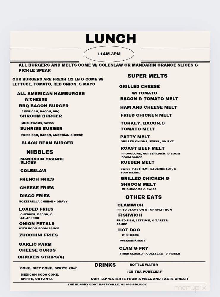 The Hungry Goat Cafe and Creamery - Barryville, NY menu_pic