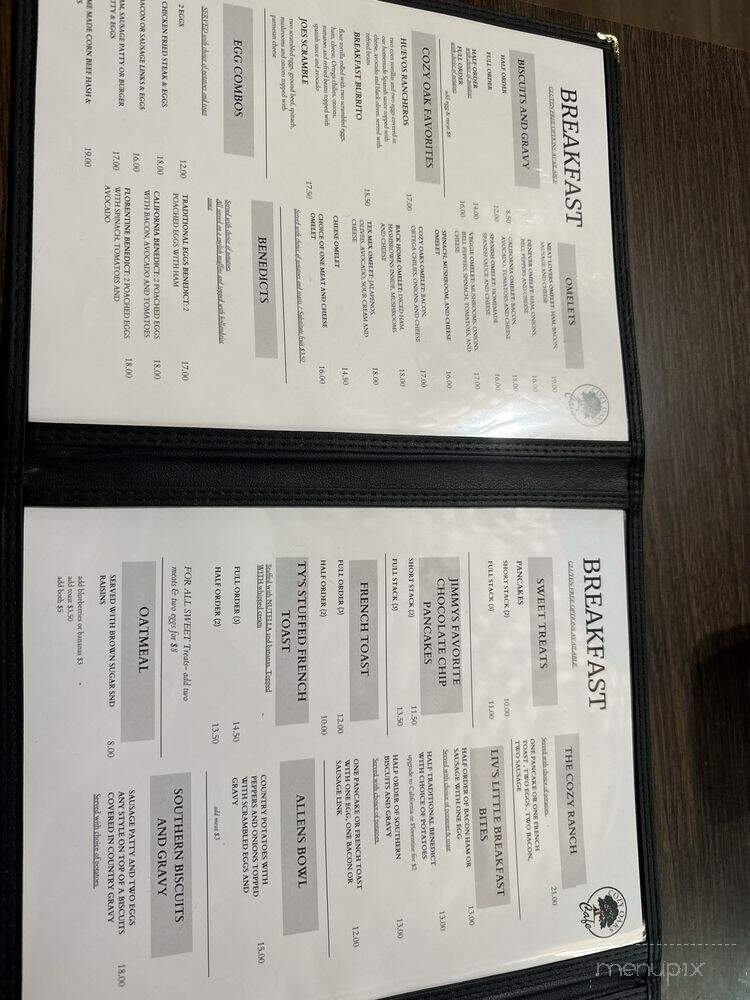 Cozy Oaks Cafe - Diamond Springs, CA menu_pic