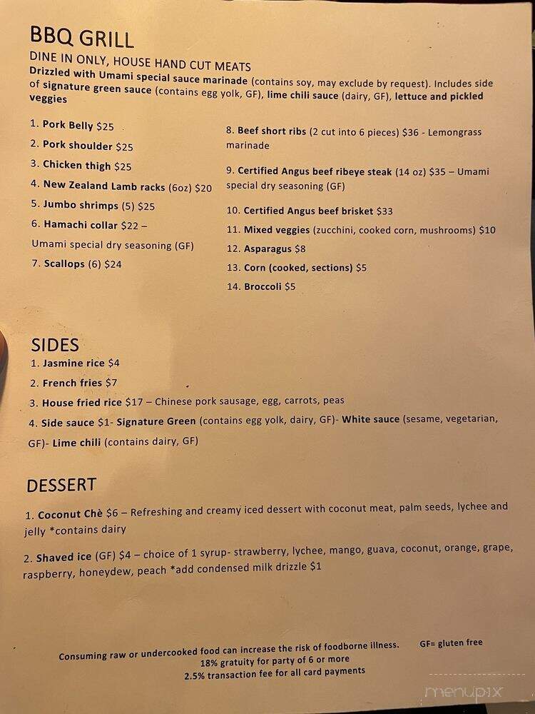 Umami BBQ - Anchorage, AK menu_pic