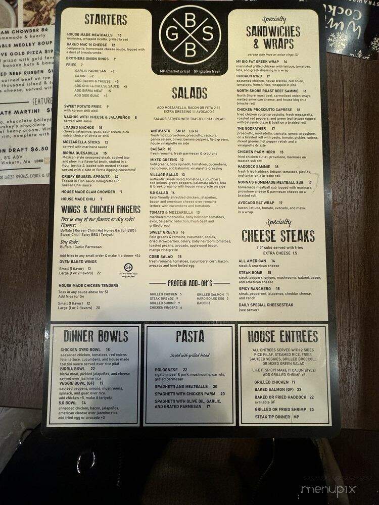 Brother's Sports Bar & Grille - Tewksbury, MA menu_pic