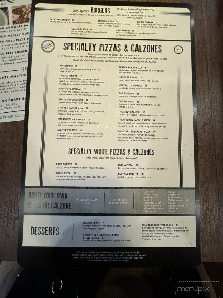 Brother's Sports Bar & Grille - Tewksbury, MA menu_pic