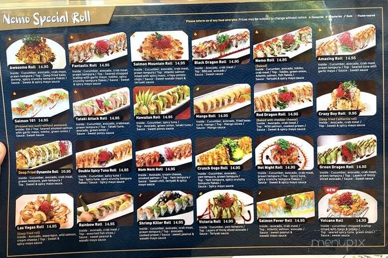 Nemo Sushi - Burnaby, BC menu_pic