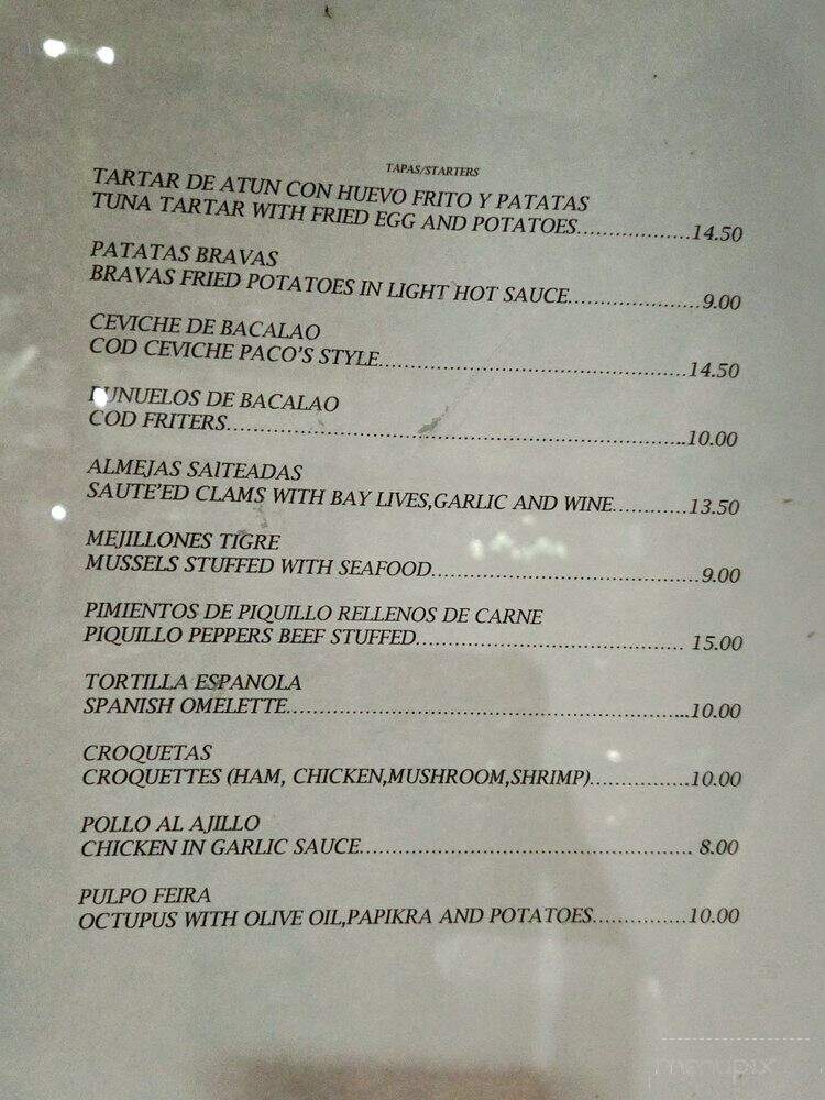 Pacos Restaurant & Lounge - South Boston, VA menu_pic