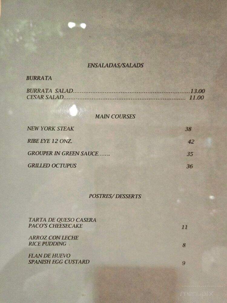Pacos Restaurant & Lounge - South Boston, VA menu_pic