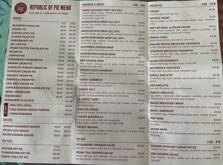 Republic Of Pie - Long Beach, CA menu_pic