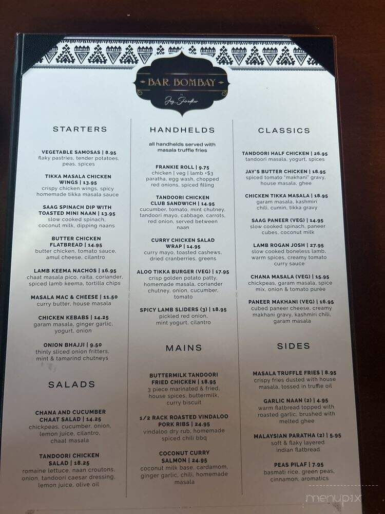 Bar Bombay - Boca Raton, FL menu_pic