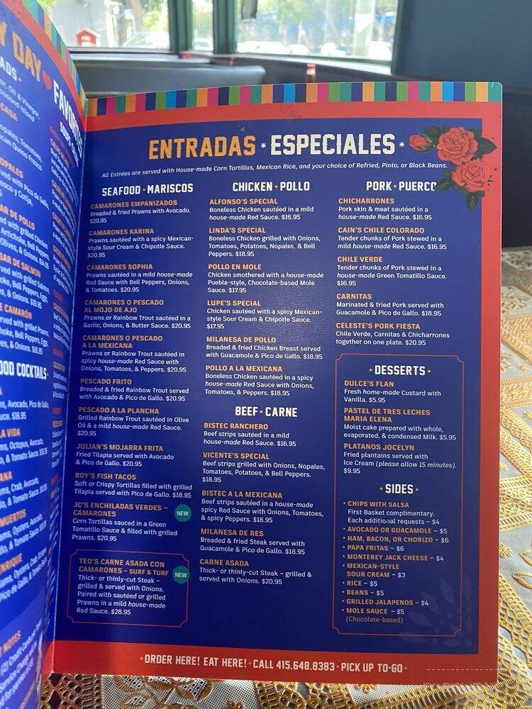Yossies Cantina - San Francisco, CA menu_pic