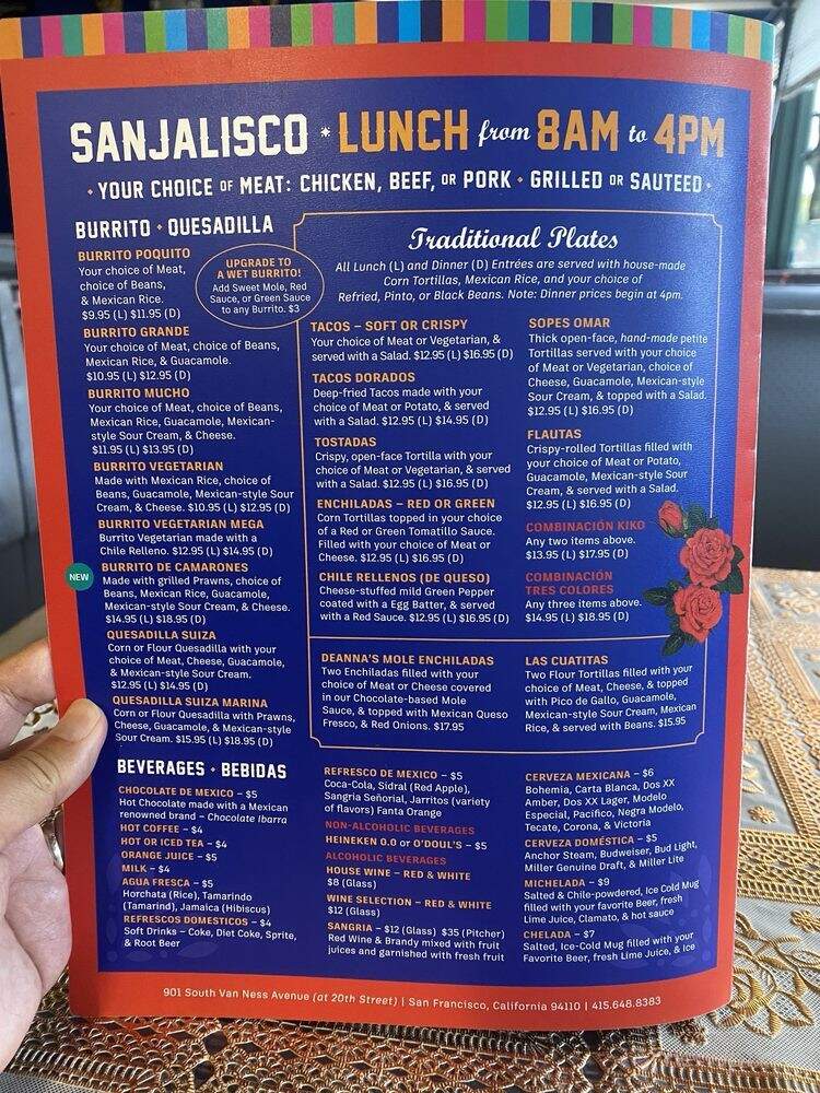 Yossies Cantina - San Francisco, CA menu_pic