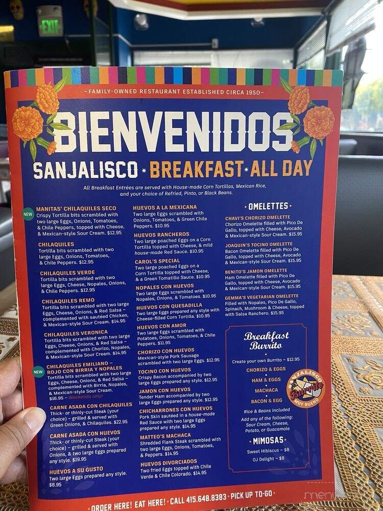 Yossies Cantina - San Francisco, CA menu_pic