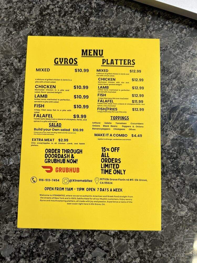 XtremeBitez - Elk Grove, CA menu_pic