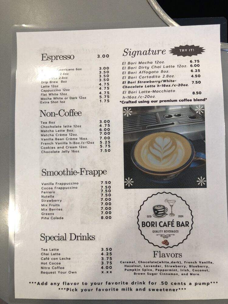 Bori Cafe Bar - Hampstead, NC menu_pic