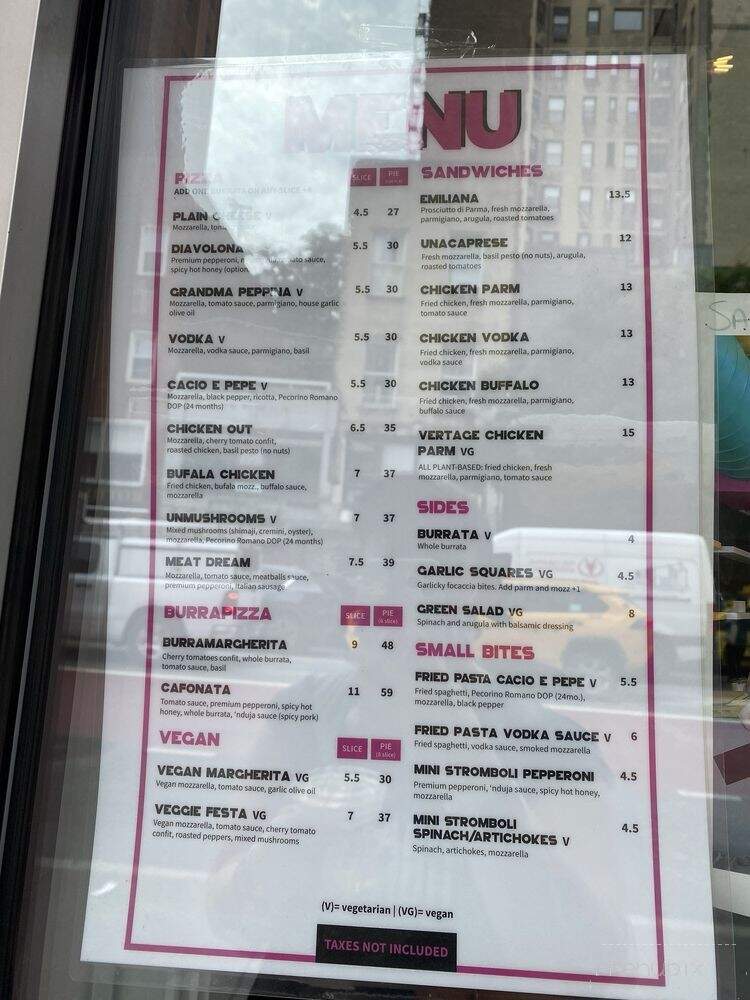 Unregular Pizza - New York, NY menu_pic