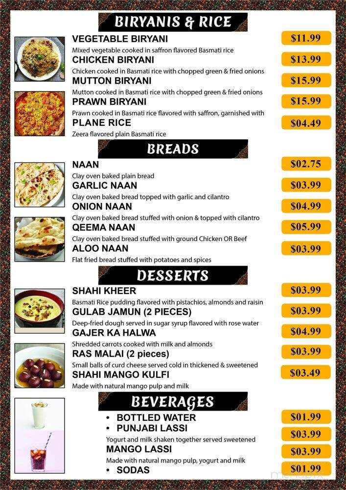 Kabob Chutney Grill - Sacramento, CA menu_pic