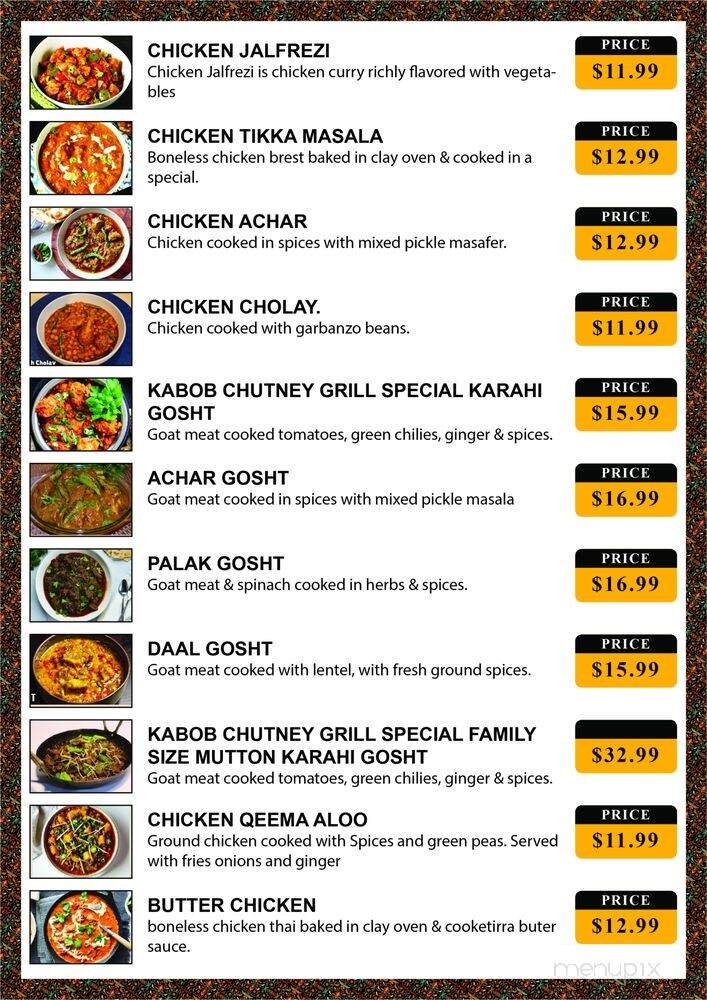Kabob Chutney Grill - Sacramento, CA menu_pic