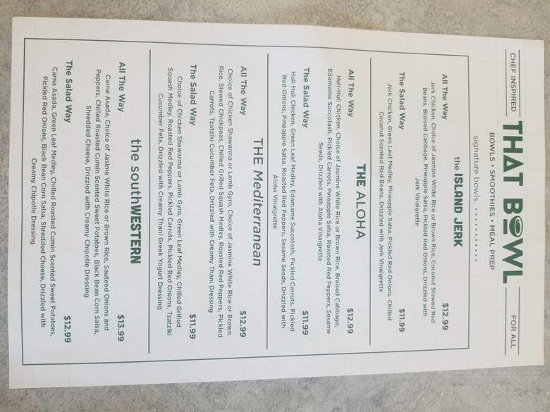 That Bowl - Woodbridge, VA menu_pic