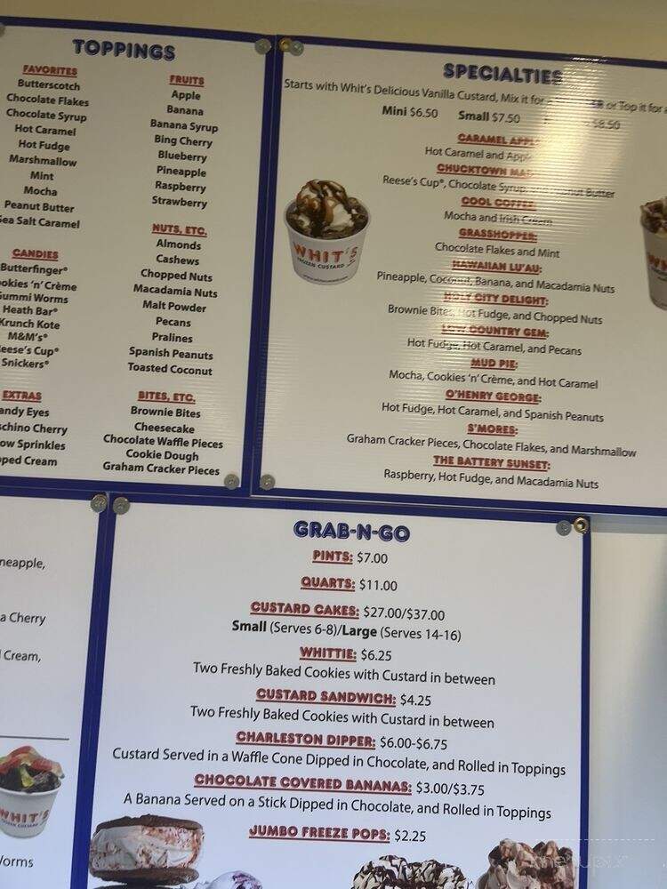 Whit's Frozen Custard - Charleston, SC menu_pic